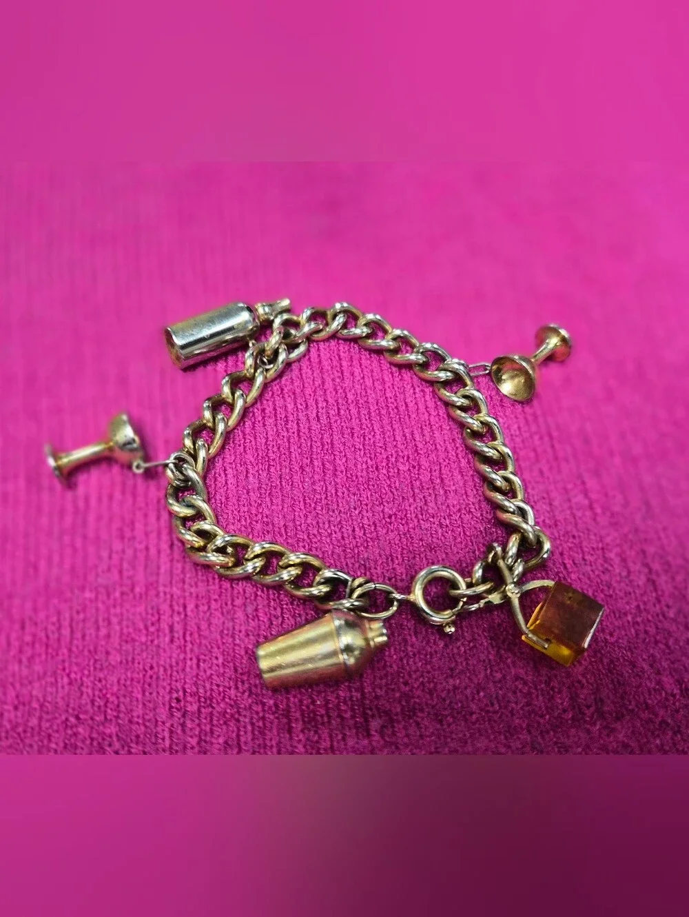 1950s Gold-Tone Charm Bracelet for Women - Stylish Linked Chain